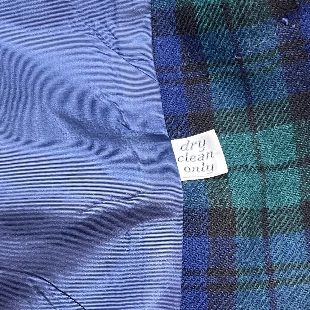 Pendleton Vintage Wool Blazer Black Watch Plaid Tartan Jacket Green Blue Size 10 - Picture 11 of 11